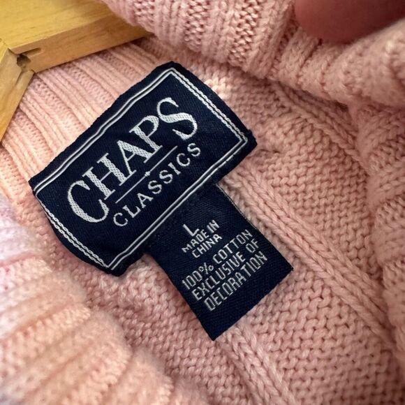 Chaps Classics Ralph Lauren Women’s Pink Turtleneck Cable Sweater Size Large - Picture 5 of 8
